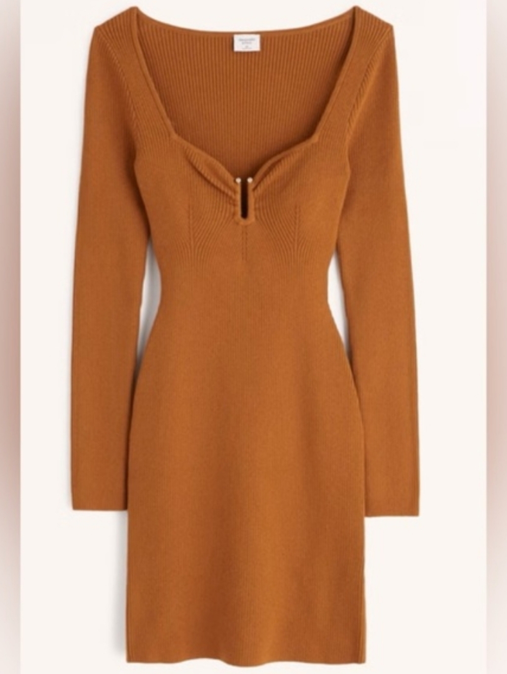 Abercrombie & Fitch Rust Knit Long-Sleeve Dress